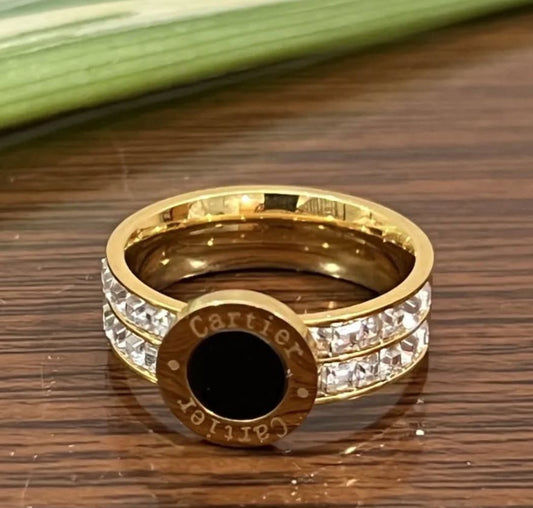 Crystal Black Dial Ring