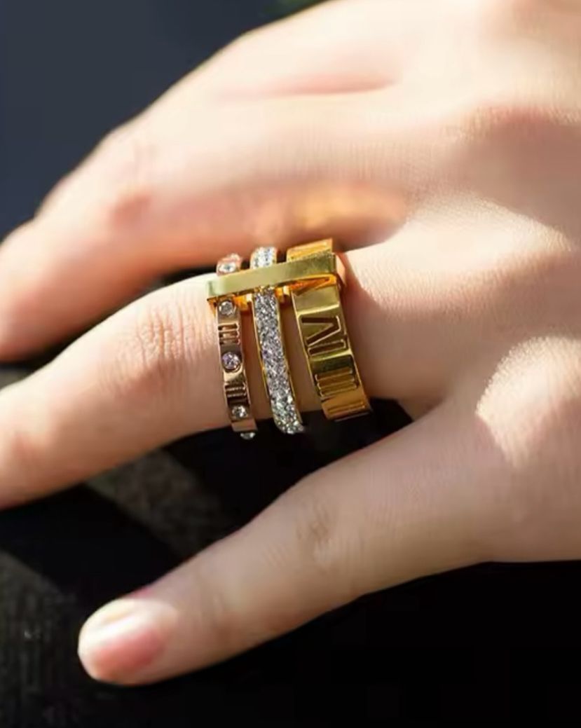 Three's A Golden Stack Ring