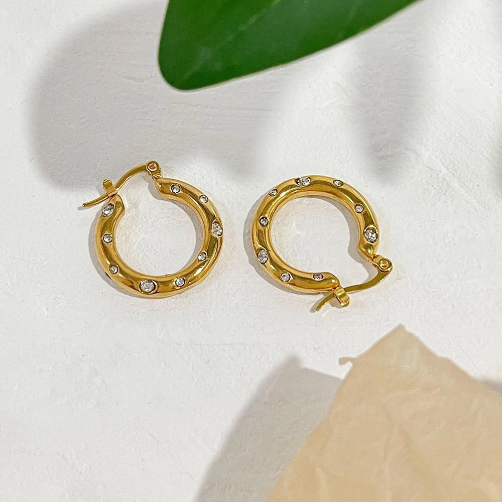 Crystal-Studded Hoop Earrings