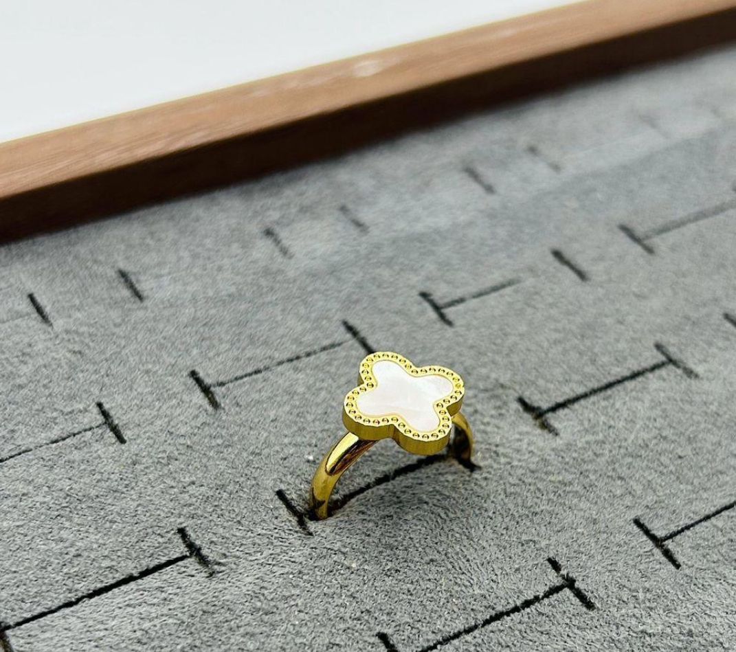 White Clover Adjustable Ring