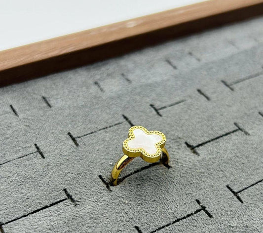 White Clover Adjustable Ring