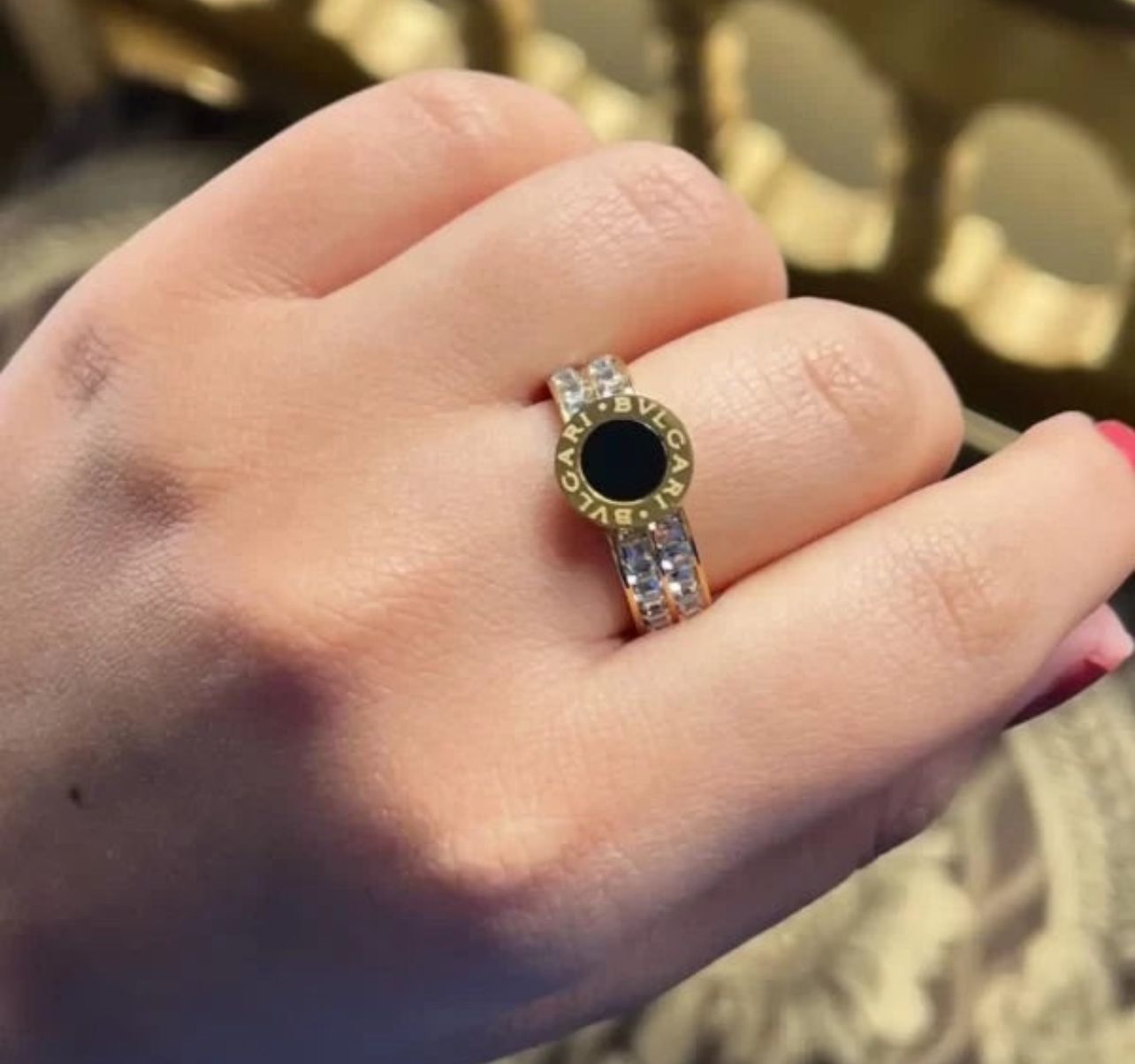 Crystal Black Dial Ring