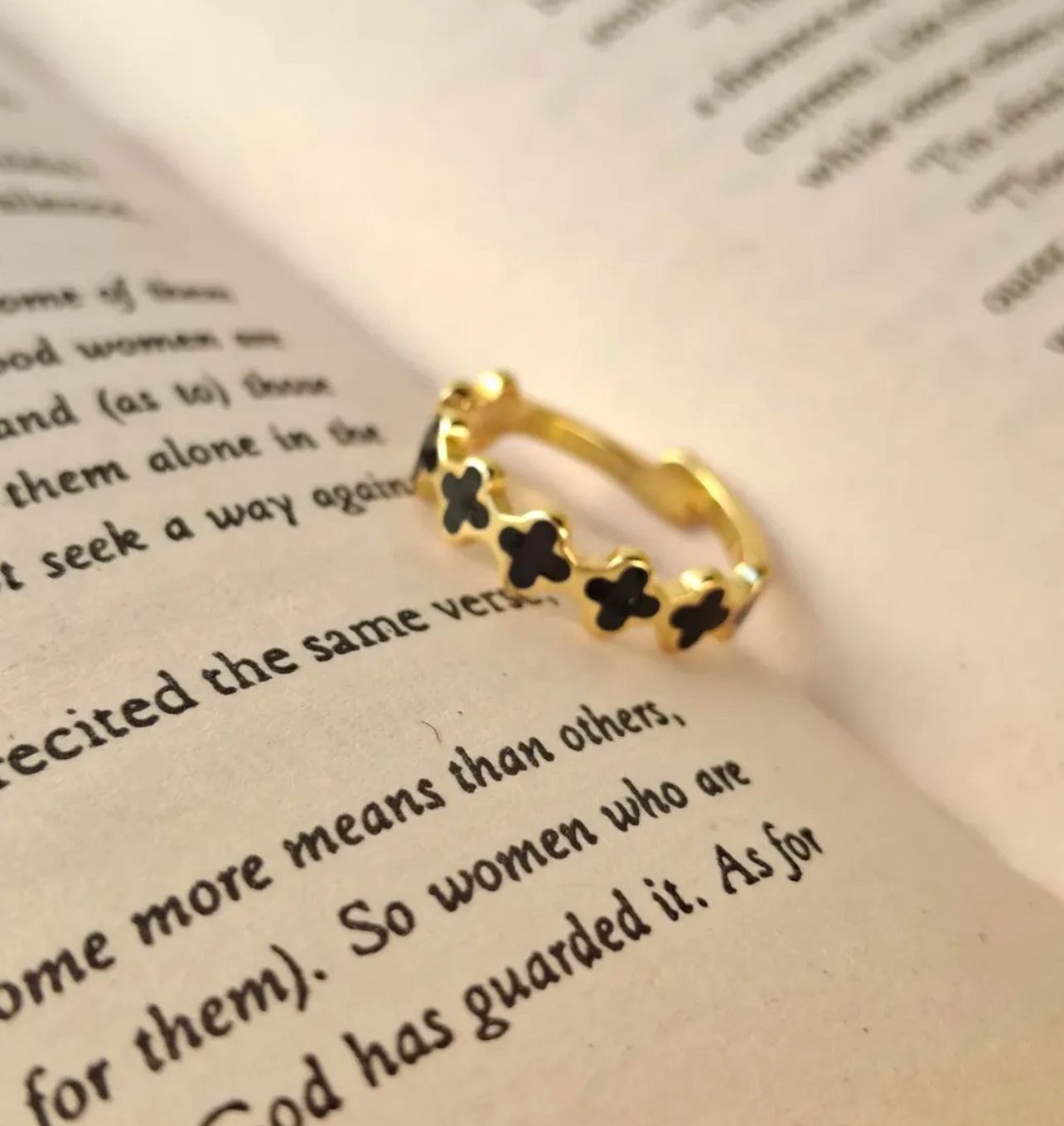 Adjustable Black Clover Ring