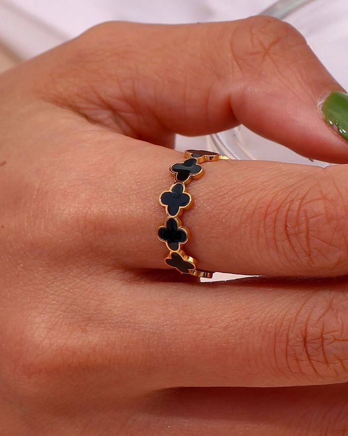 Adjustable Black Clover Ring