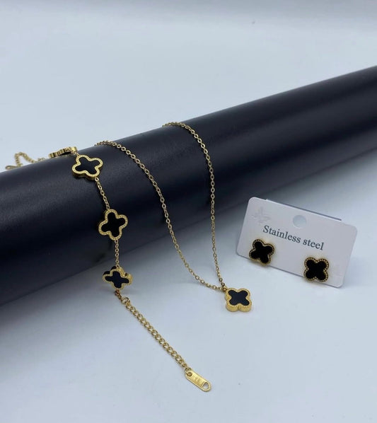 Black Clover Set with Bracelet