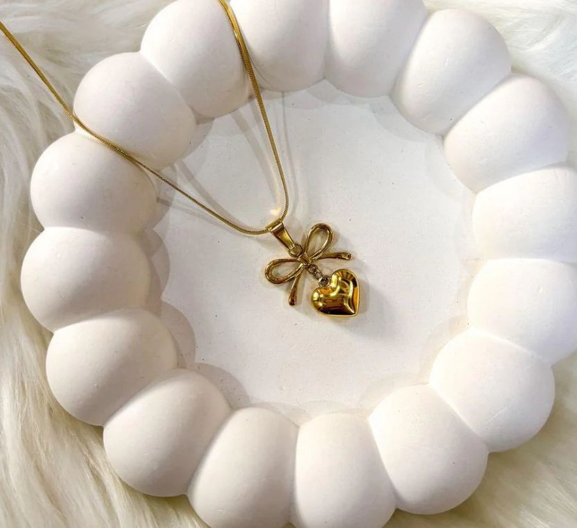 Bow Heart Necklace