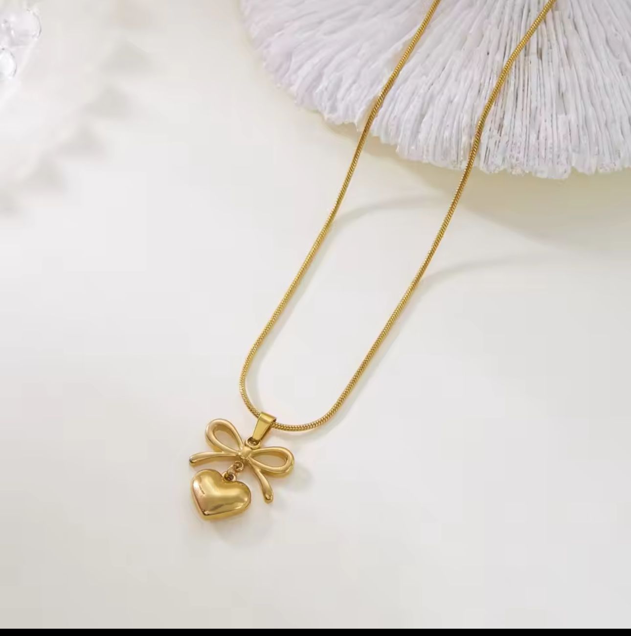 Bow Heart Necklace