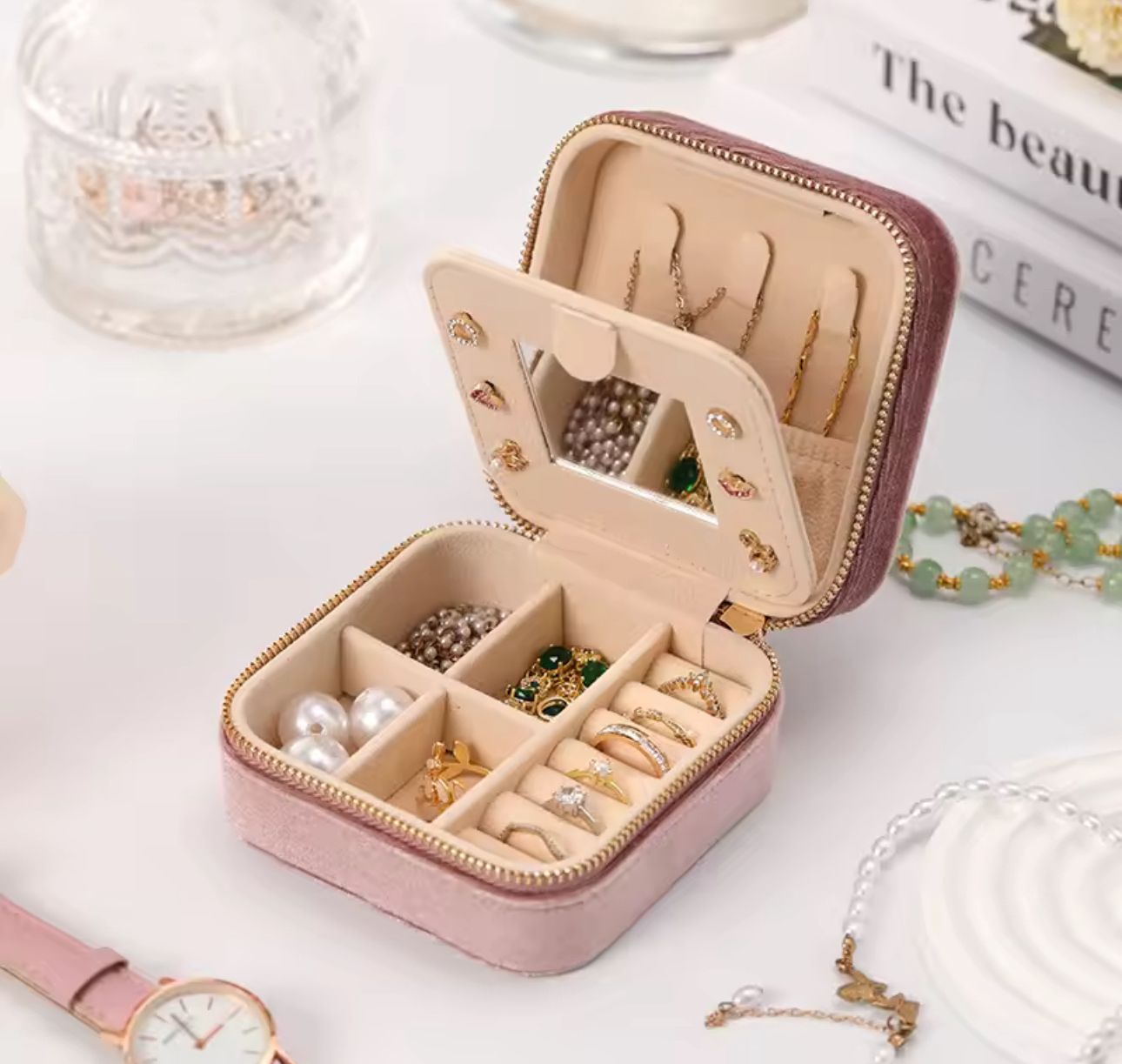 Portable Velvet Jewellery Organizer