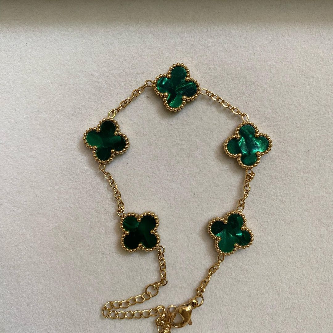 Bottle Green Clover Bracelet