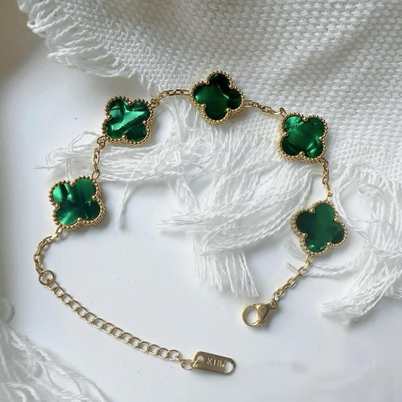 Bottle Green Clover Bracelet