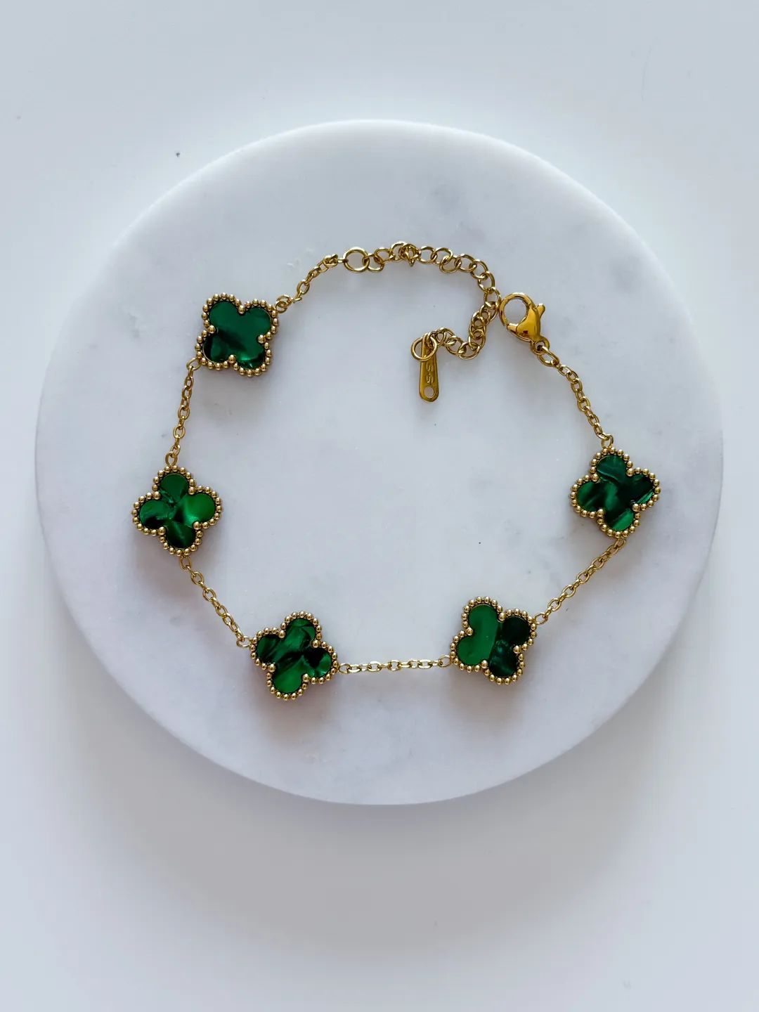 Bottle Green Clover Bracelet