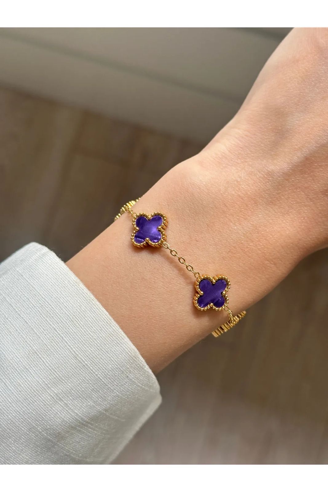 Royal Purple Clover Bracelet
