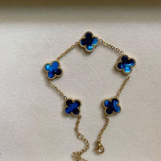 Deep Sea Blue Clover Bracelet