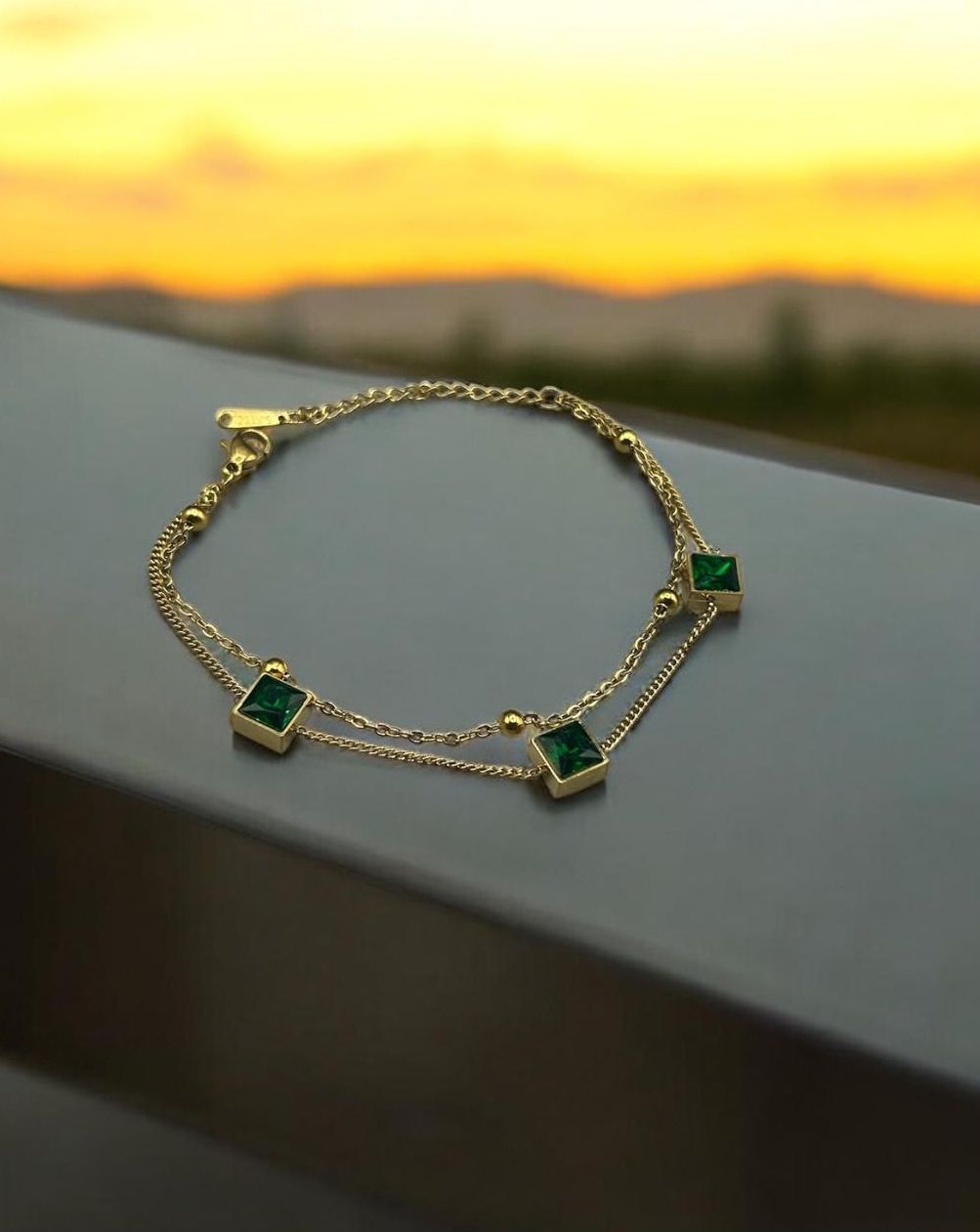 Double Layer Green Bracelet